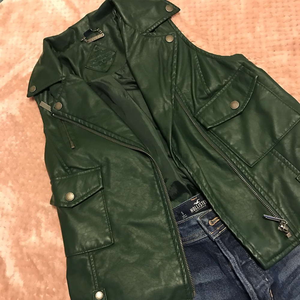 Green Faux leather Vest